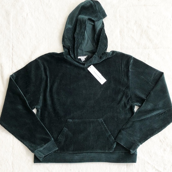 Topshop | Green Cord Velour Hooded Sweatshirt *NWT - Picture 3 of 8